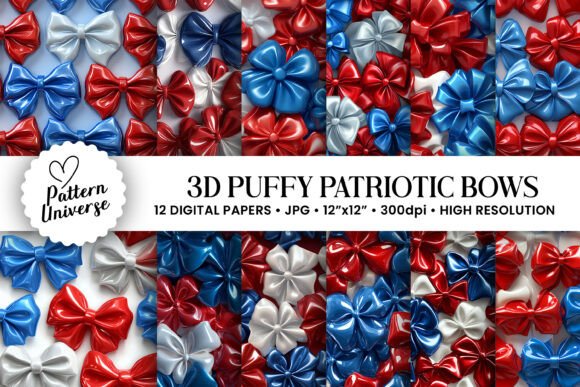 3D Puffy Patriotic Bows Patterns3d Puffy