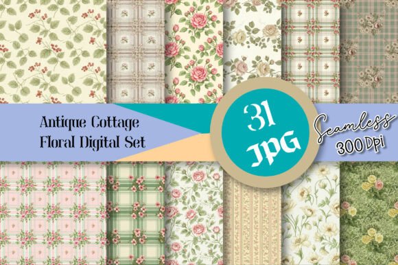 Antique Cottage Floral Digital Set