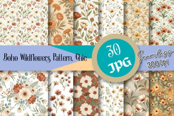 Boho Wildflowers Seamless Pattern