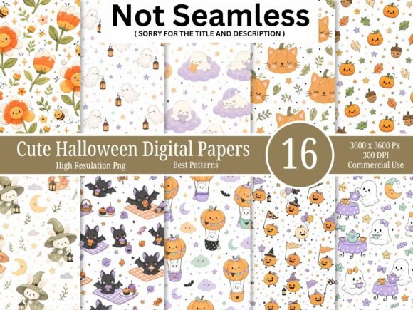 Cute Halloween Digital Paper Bundle