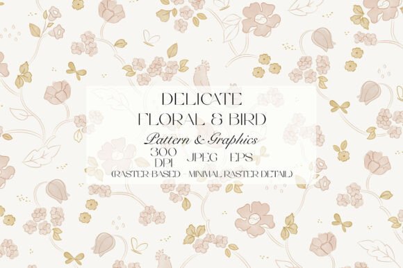 Delicate Floral Bird Pattern: A Timeless Addition to Creative Projects