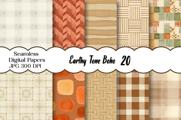 Earthy Tone Boho Digital Paper for Natural Design