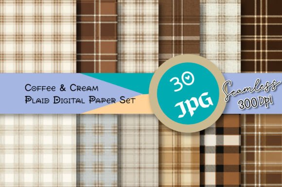 Embrace Rustic Sophistication with the Coffee Cream Plaid Digital Paper Set