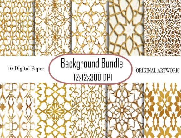 Golden Seamless Authentic Arabic Pattern for Digital Design