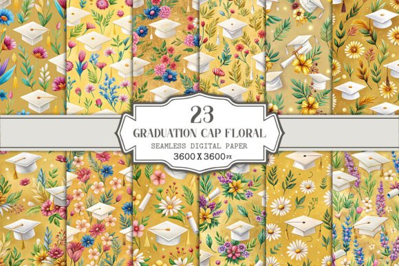 Graduation Cap Floral Seamless Pattern: A Versatile Design for Creative Projects