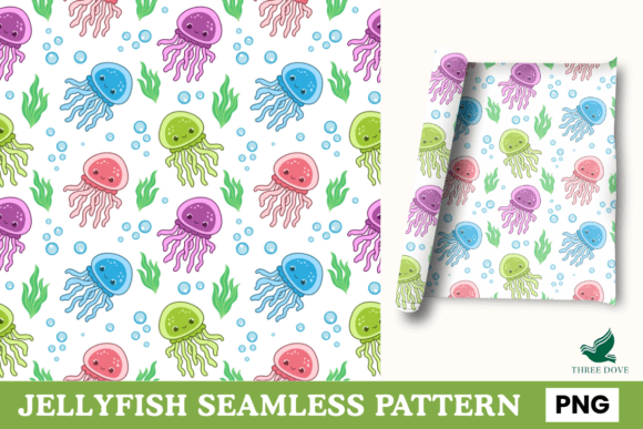 Jellyfish Seamless Pattern - 01