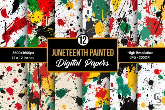 Juneteenth Paint Splatter Digital Papers