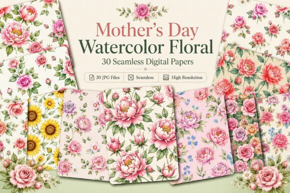 Mother’s Day Watercolor Floral Digital