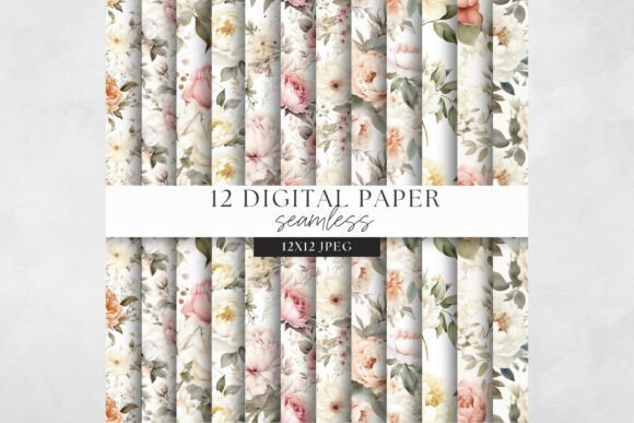 Neutral Peony Seamless Digital Paper