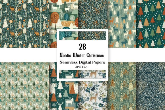 Nordic Winter Christmas Digital Paper