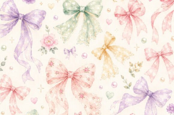 Pastel Watercolor Ribbon Bow Pattern Col