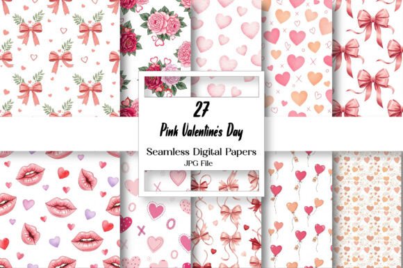 Pink Valentine’s Day Seamless Digital Papers for Creative Expression
