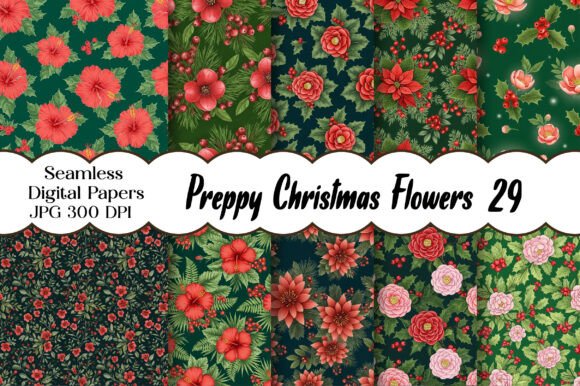Preppy Christmas Flowers Digital Paper: A Strategic Addition to Your Holiday Creativity