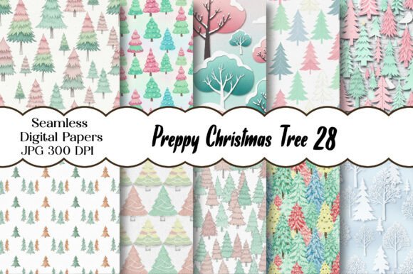 Preppy Christmas Tree Digital Paper
