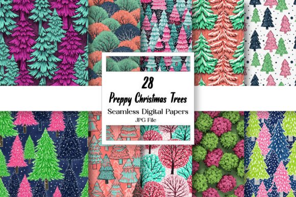 Preppy Christmas Trees Pattern