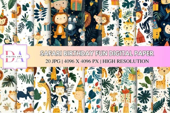 Safari Birthday Fun Digital Paper