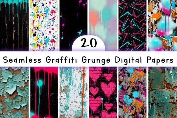 Seamless Graffiti Grunge Digital Papers