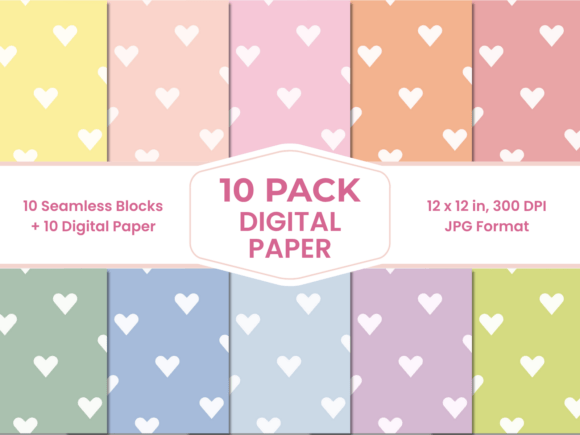 Soft Hues, Big Impact: The Pastel Hearts Digital Paper Bundle