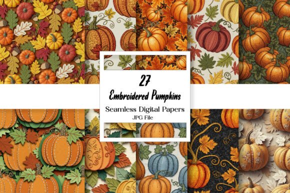Strategic Design Decisions: Leveraging the Embroidered Pumpkins Digital Paper Pack for Autumn Branding