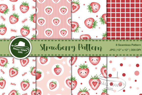 Strawberry Seamless Pattern, Paper for Creative Projects and Business Use