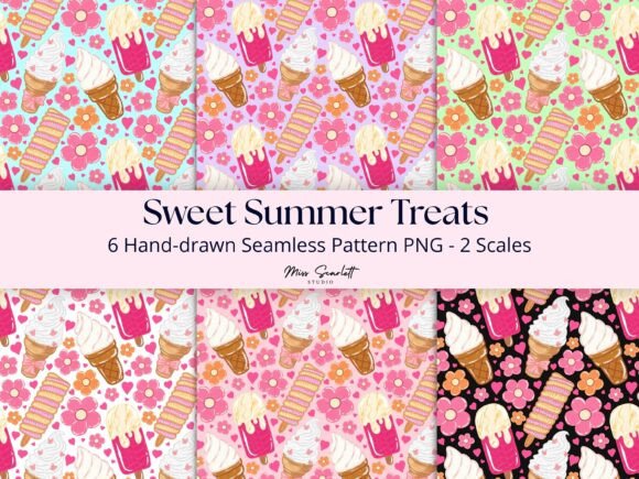 Sweet Summer Treats Seamless Pattern Set