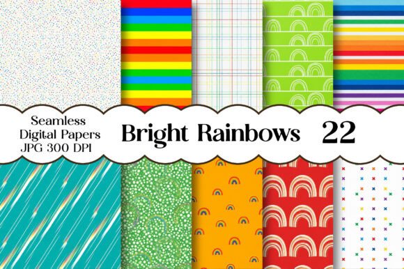 Unlock Joyful Designs with Bright Rainbows Digital Paper