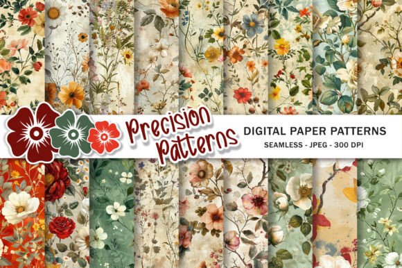 Vintage Botanical Floral Digital Pattern